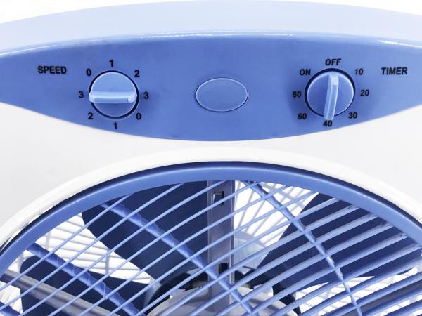 12V 12 Inch Square Indoor Box Fan Energy Conservation With 60 Minutes Timer