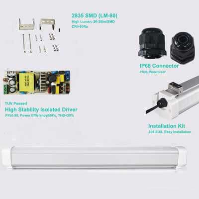 1500MM Tri Proof Light Fixture 50W 6000 Lumens Warm White 2700-3200K with 5 year Warranty