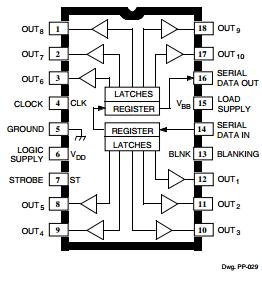 A6810ELW Integrated Circuit Chip DABiC-IV, 10-BIT SERIAL-INPUT, LATCHED SOURCE DRIVERS