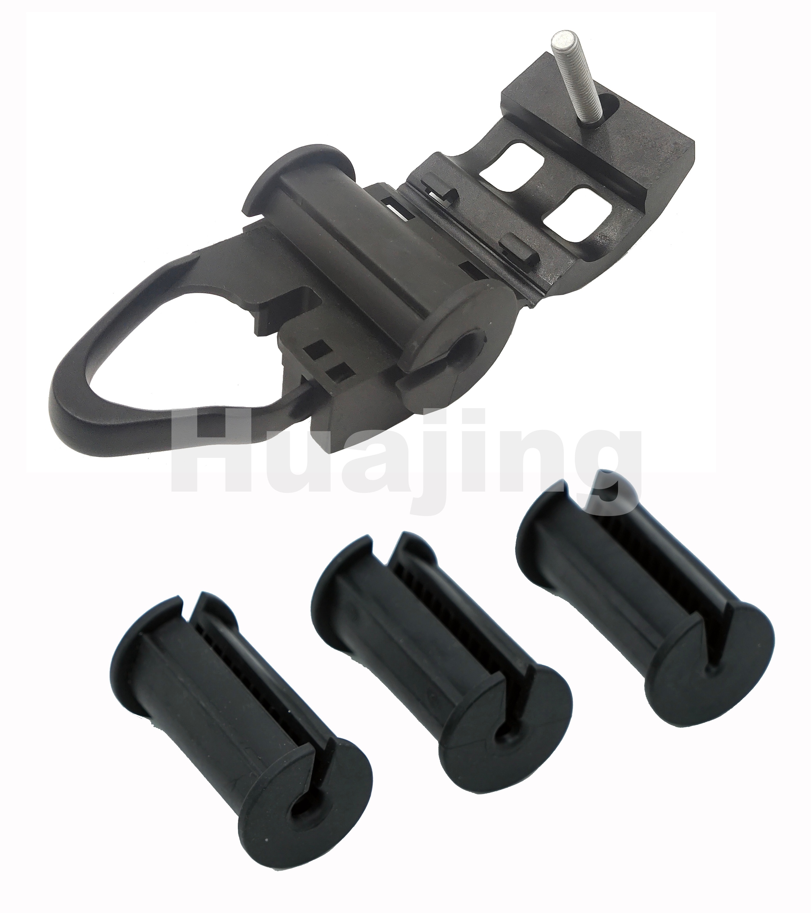 Reinforced Plastic Optic Cable Clamp with Multiple Rubber Sheaths for Easy Installation and Safe Clamping of Round Optical Cables