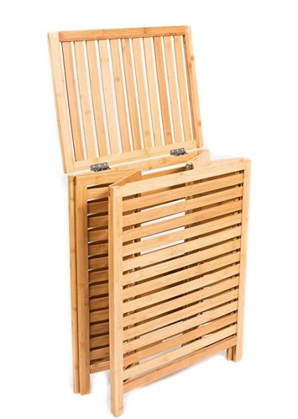 Durable Bamboo Home Furniture Wood Double Laundry Hamper Clothing Organizer