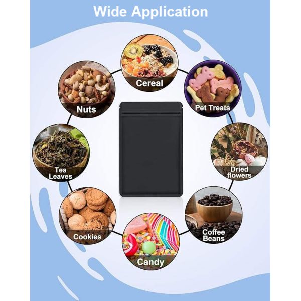 Water Proof Recycle Biodegradable Resealable Matte Black Foil Plastic Zipper Packaging Ziplock Mylar Bags