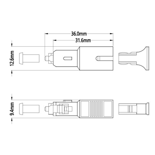 Мужской женский тип амортизаторы штепсельной вилки ST SC FC LC амортизаторов