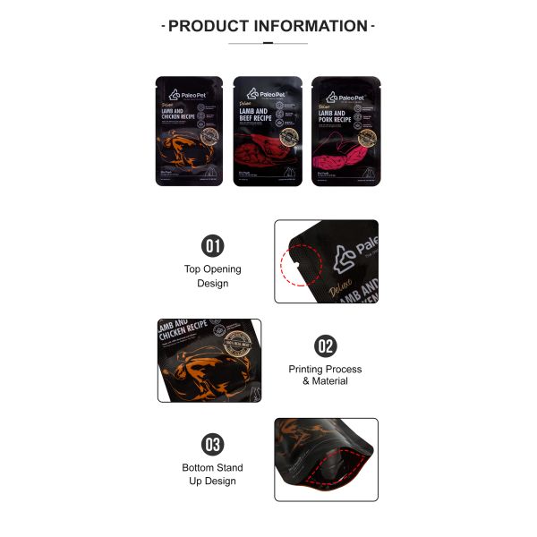 Custom Logo Printed Plastic Zipper Pet Food Pouch Moisture-Proof Pet Packaging Bags For Dog Cat Food