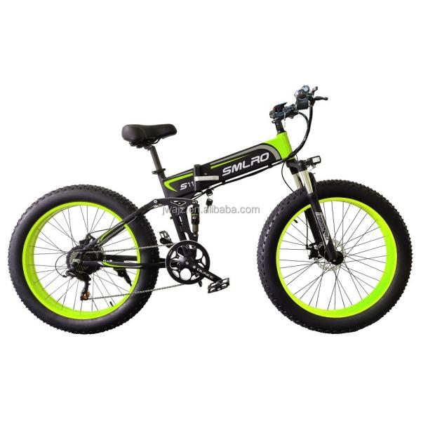 Electric Bike Fat Tire Folding 13AH SMLRO S11 26x4.0 Inch 48V 1000W Motor 7 Speed