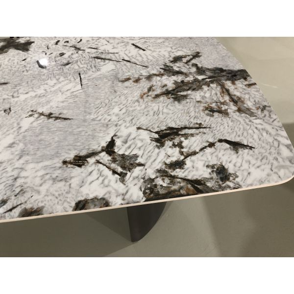 Light Luxury Nordic Style Sintered Stone Top Black Painting Base Rectangular Ceramic Marble Dining Table Set