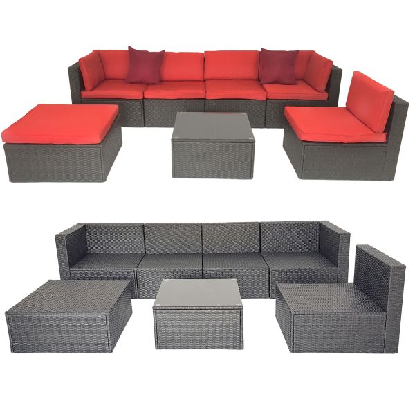 Factory Wholesale Rattan Wicker Outdoor Furniture 7 Pieces Corner Conversation Sofa Set