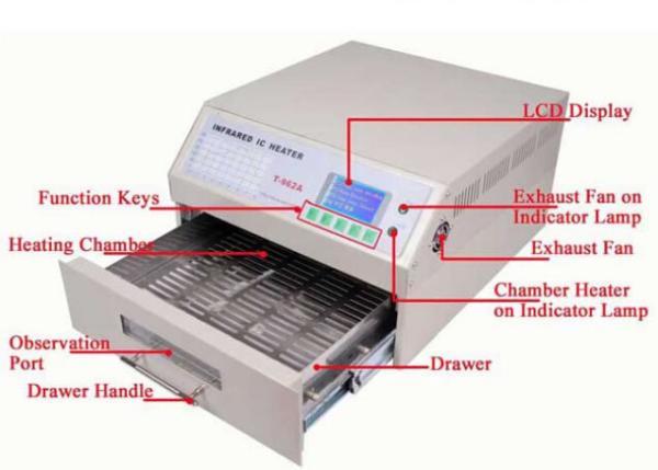 T962A Benchtop Reflow Oven 300*320mm 1500w IC Heater Infrared BGA Rework Station For SMD SMT