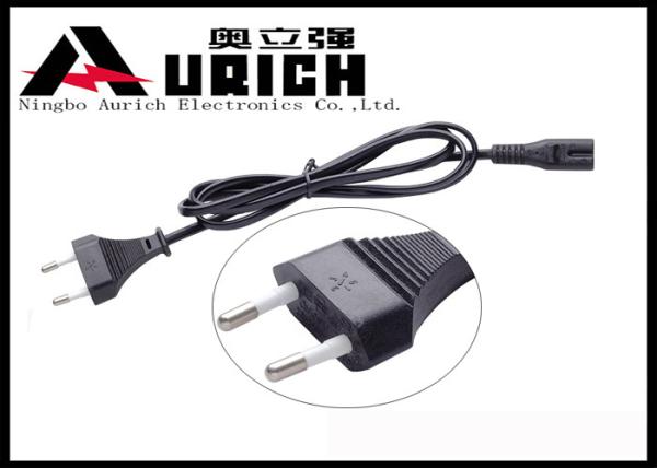 Custom AC European Power Cord 2 Pin Plug , EU Extension Cord 2.5A 250V