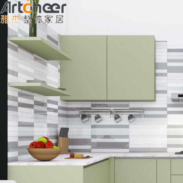 Directamente en forma de U gabinete de cocina con carcasa de madera contrachapada y laca panel de la puerta tratamiento de superficie