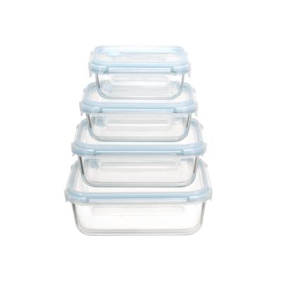 Récipient alimentaire en verre avec couvercle PP ventilé à 4 fermetures - B