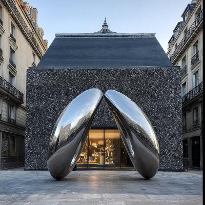 Mirror Reflective Stainless Steel Abstract Sculpture Mall Art Installation