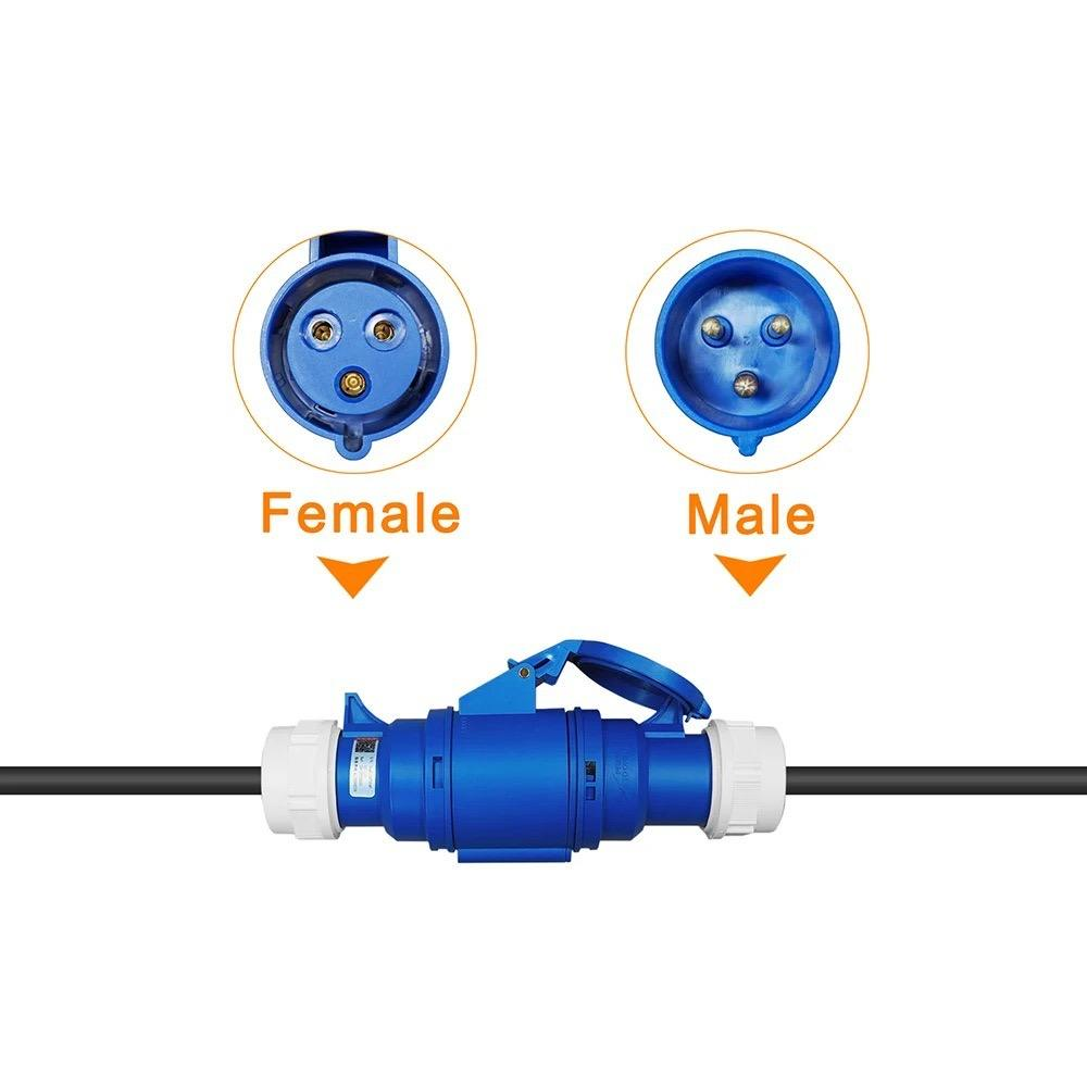 32A Blue CEE Adapter Cable Type2 EV Charger Plug 3-Pole Schuko 2 Pin Outlet Adapter Blue CEE to Schuko Plug for EV Charger