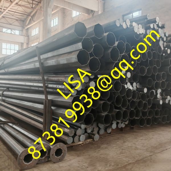 ASTM A123 Galvanized 10m Medium-Voltage Distribution Steel Pole Pre-Drilled Q235B