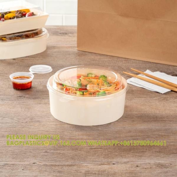 34 Oz Deep Round Wooden Containers - Containers Sold Separately, Clear Plastic To Go Box Lids