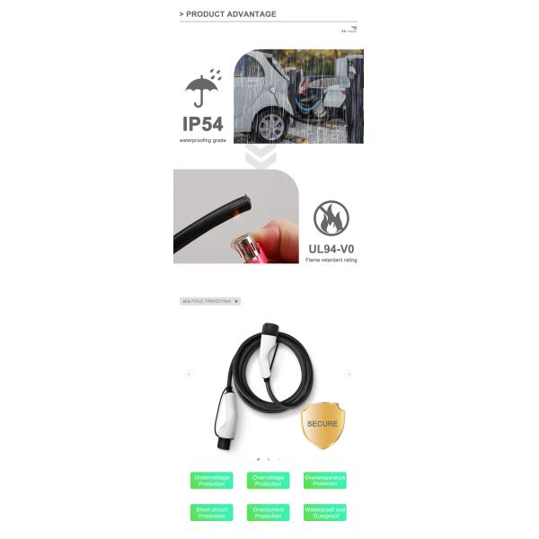 Prophylactic Temperature Protection Type 2 to Type 2 EV Charging Cable 5m Length from E-mingze for EV Charging Stations