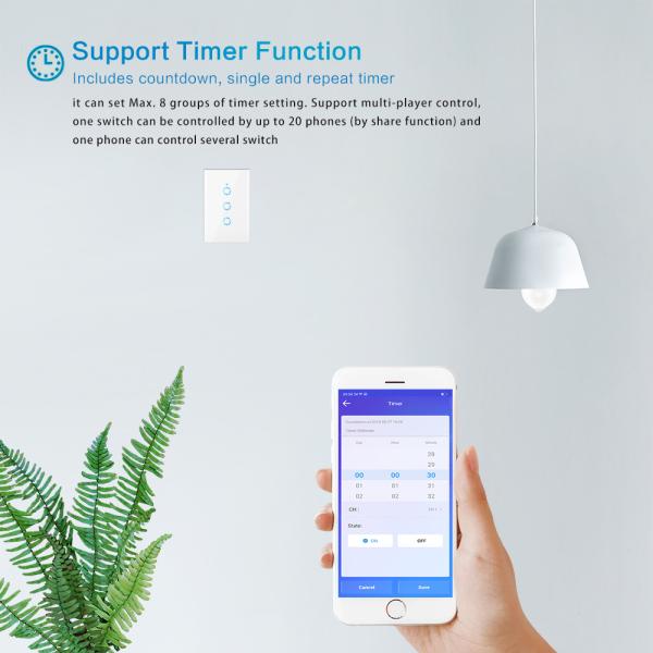 Wi-Fi Touch Light Switch LED Light Accessories Support Timing Remote Control