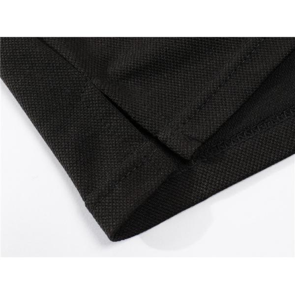 240gsm SGS Casual Plain Short Sleeve Shirt Black Golf Lapel Cotton Embroidered