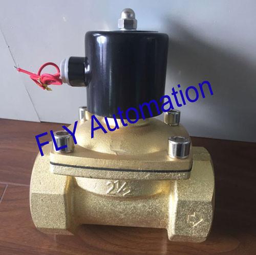 2.5 Threaded 2 Way Water Solenoid Valves Brass / stainless steel body AC220V DC24V
