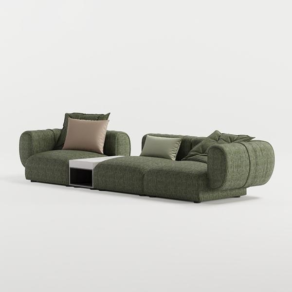 Luxo Conforto Sofá Mobiliário Conjunto Tecido Verde Elegante Decoração Interior