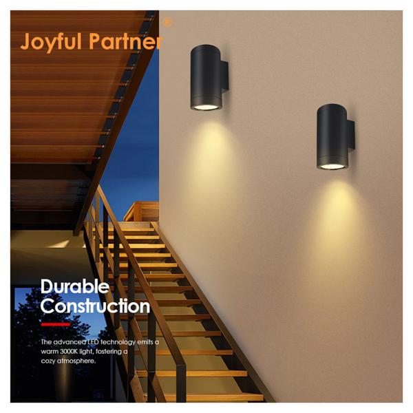 Up And Down Exterior Wall Mounted Extruded Aluminum Alloy 3000-6000K 18W 24W Outdoor Wall Lamp Cob LED Black Housing Color