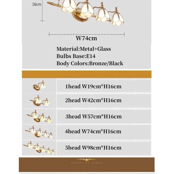 LED American vanity Mirror Headlight multicolor mirror cabinet Glass Wall lamp mirror wrought iron lamps (WH-MR-71)