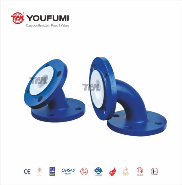 Carbon Steel PTFE Lined Pipe 90 Degree