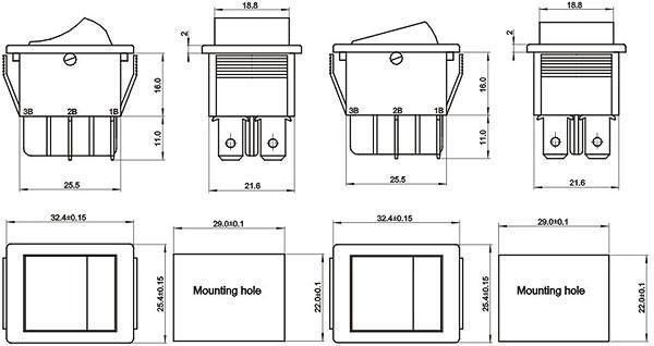 Rocker switch,ON-OFF Switch with lamp or without lamp;Switch,AC power switch,UL .TUV Switch, 4Pin or 6Pin switch