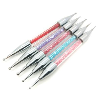 Brass Ferrule 5 Sizes Nail Brush Set Rhinestone Handle Art Dotting Tool