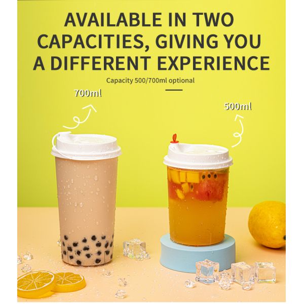 Personalized 500ml 700ml Frosted Injection Molded PP Plastic Cups with Lids