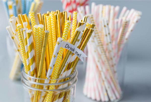 Lightweight Portable  Metallic Gold Paper Straws 7.75 Inches Long BAP Free