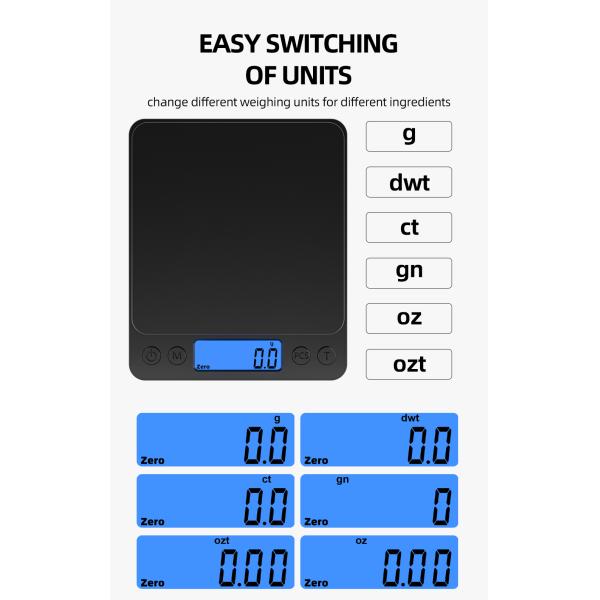 12*10*3cm GYS 3KG Black Color Smart Food Scale Most Competitive Electronic Digital Multifunction Nutrition Weighing Kitchen Scale