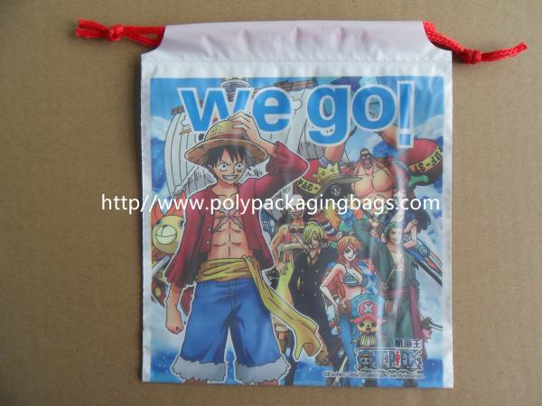 Hot Selling Colourful Plastic Drawstring Carrier Bags For Apparel / Garments / Clothing