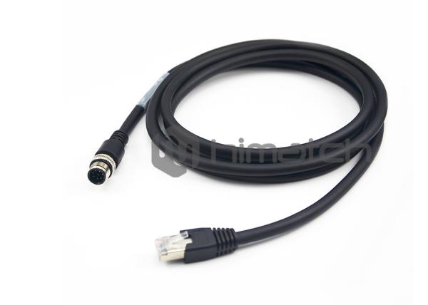 5M High Flexible Cat5e RJ45 to  M12 Dcode Connector Industrial Ethernet Cable