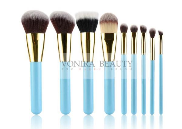 a composição 9PCS nivelada maciça facial nova escova o aplicador azul dos cosméticos