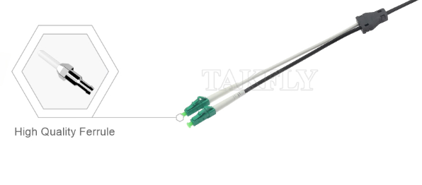 LC/APC Flat Drop Patch Cord - 2 Cor Duplex, Pre-Connectorized， Anti-Vibration，Indoor-Rated for Fast FTTH Deployment.