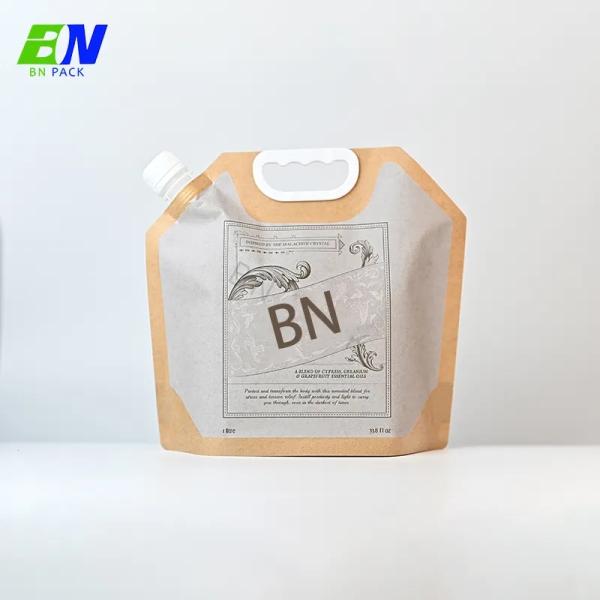 1L spout pouches special shape stand up bags with plastic handle for liquid jelly beverage food laundry detergent