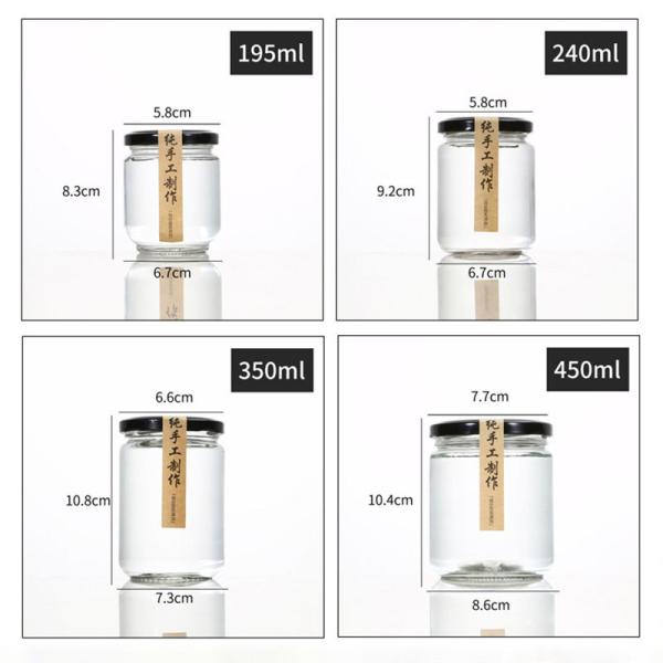 350ml 450ml Honey Glass Packaging Jars With Metal Lid
