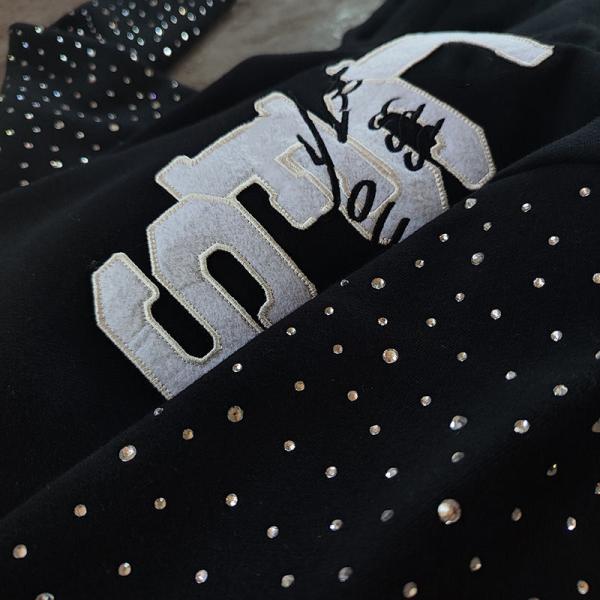Customization Mens Oversized Cropped Hoodie Rhinestone Zip Hoodie Drawstring Design