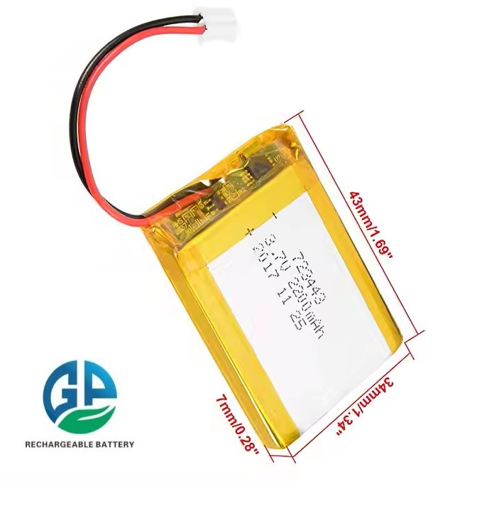 KC CB IEC62133 Утверждена 3.7v 2200mah 723443 полимерная литий-ионная батарея