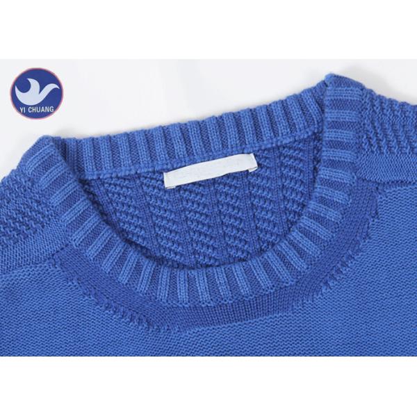 Upper Welt Slit Mens Wool Cable Knit Jumper , Winter Mens Blue Cable Knit Sweater