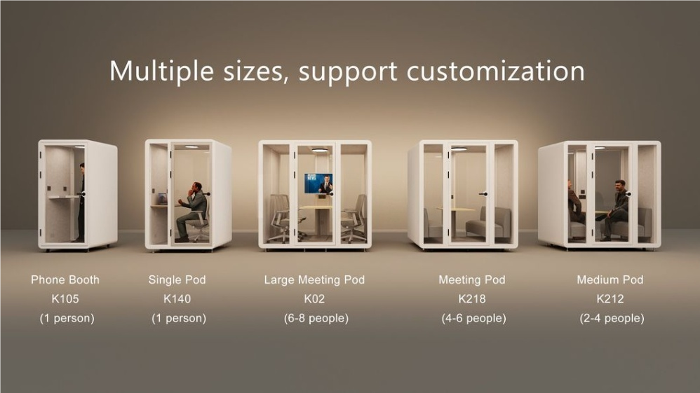 Innovadora cabina telefónica acústica insonorizada para oficinas y hoteles 105*100*230cm Iluminación LED incluida