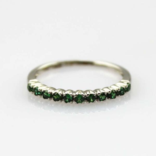 Women Jewelry Sterling Silver Pave Created Emerald Band Ring (FR0164)