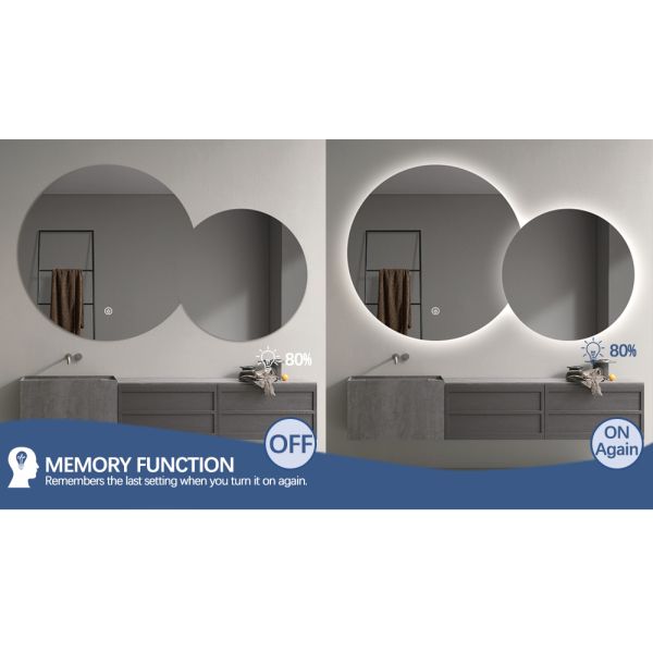 Twin Circle Illuminated LED Backlight Bathroom Mirror IP44 For Hotel Villa Project