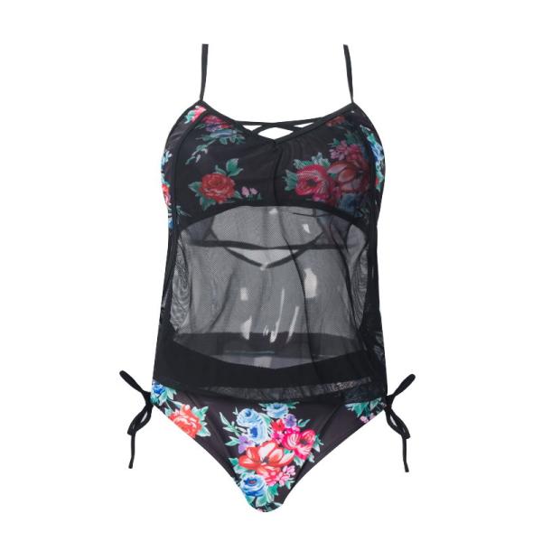 Tiered Layer Tie a Knot Front Top With Low waist Bikini swimsuit high cut