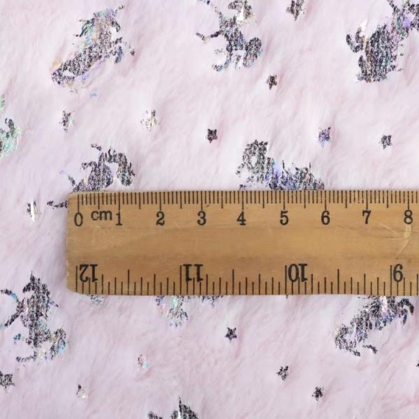 Recycled SHAOXING Factory Supplier Bunny Hair Foil Fabric Two-Color Unicorn Pattern Super Soft Plush Fleece Fabric