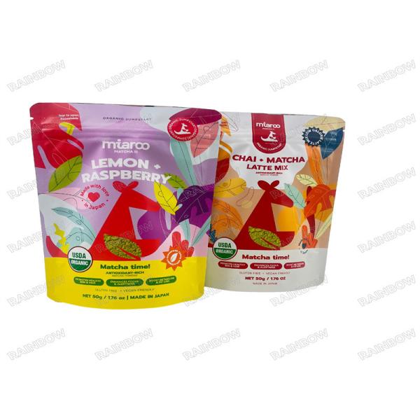 Impressão digital Bolsas de papel Kraft biodegradáveis 100% Fabricantes personalizados Embalagens de alimentos para suportar Prateleiras de plástico