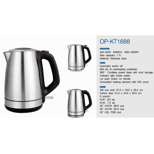 20.3cm*16.5cm*23cm Electric Kettle Stainless Steel 1500W Power 110V/220V-240V Voltage