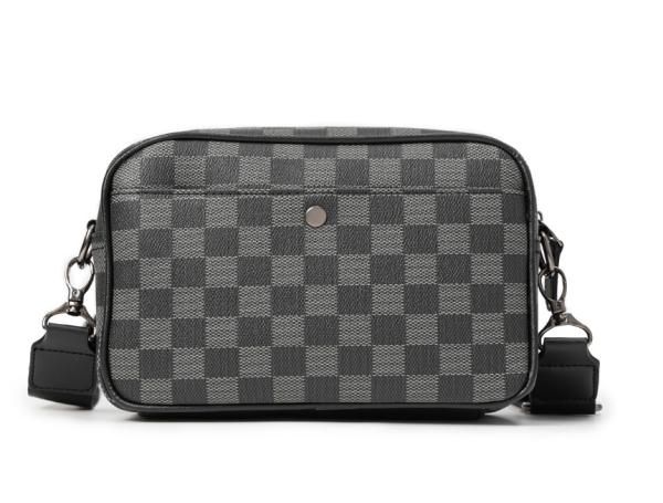 Men's Casual Checkered Messenger Bag Waterproof Dacron Lining and Fashionable Design