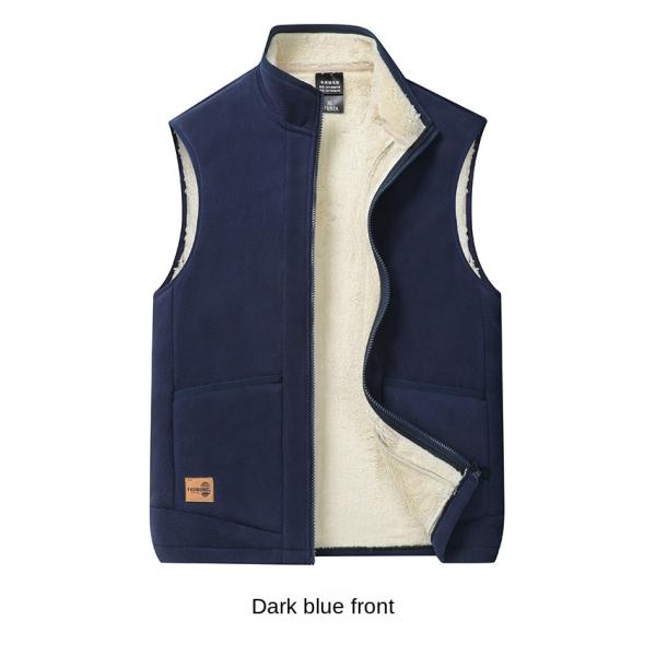 Large Size Men's Casual All-Match Trend Coat Vest with Fleece Lining and Stand Collar